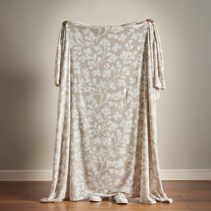 Catherine Lansfield Brooke Floral Throw - Natural