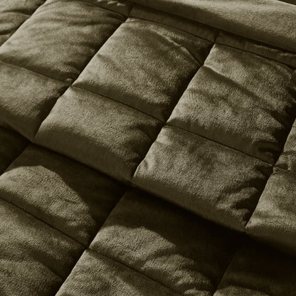 Catherine Lansfield Kingsley Matt Velvet Bedspread - Olive
