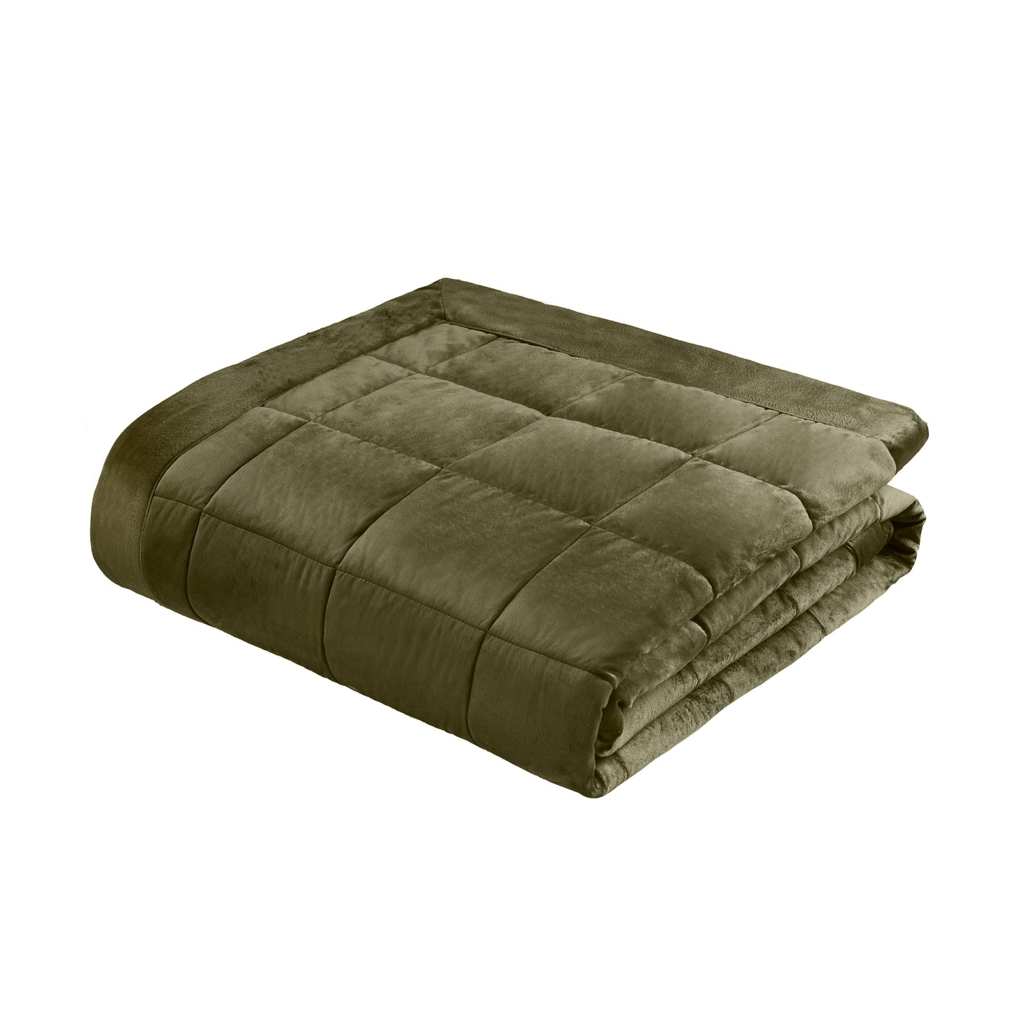 Catherine Lansfield Kingsley Matt Velvet Bedspread - Olive