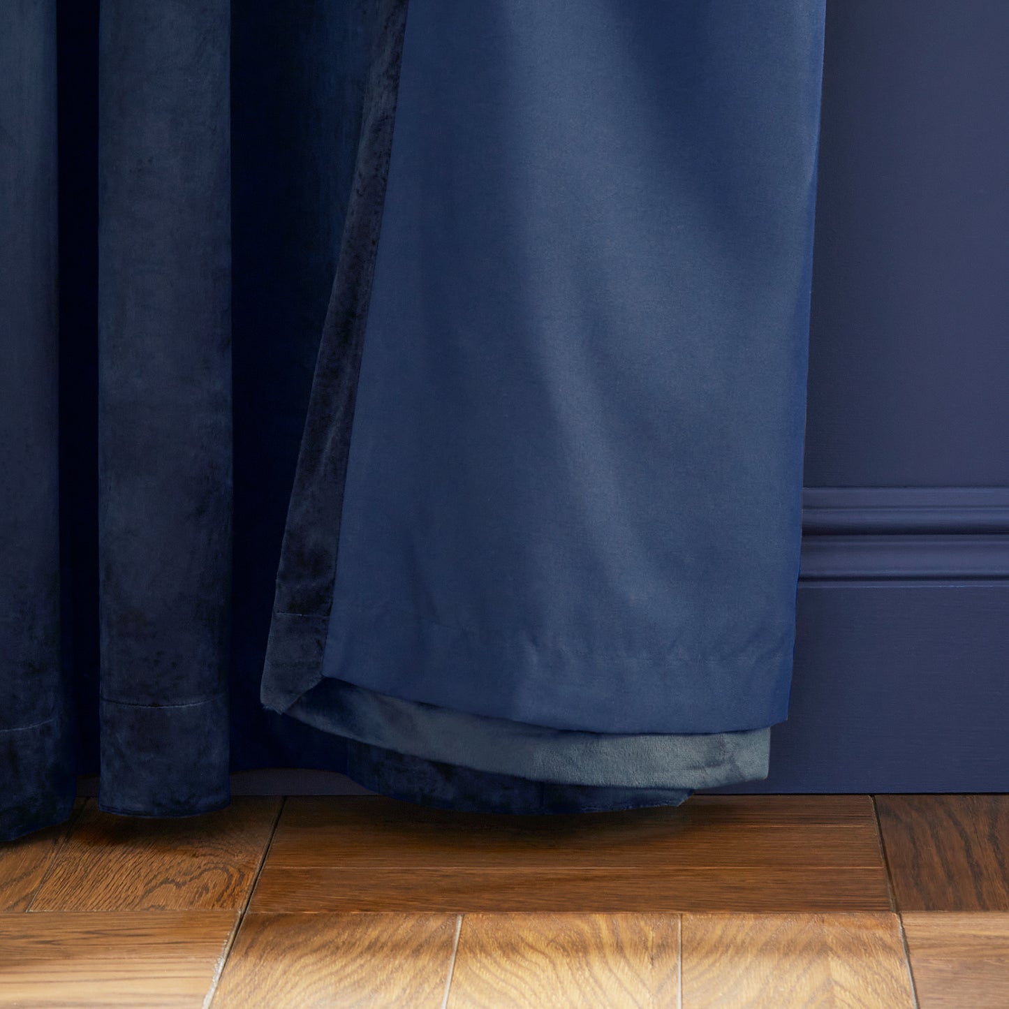 Catherine Lansfield Kingsley Matt Velvet Eyelet Curtains - Navy