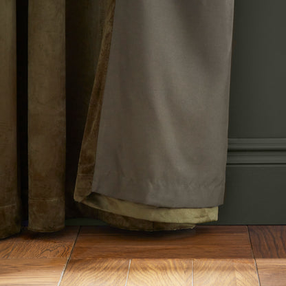 Catherine Lansfield Kingsley Matt Velvet Eyelet Curtains - Olive