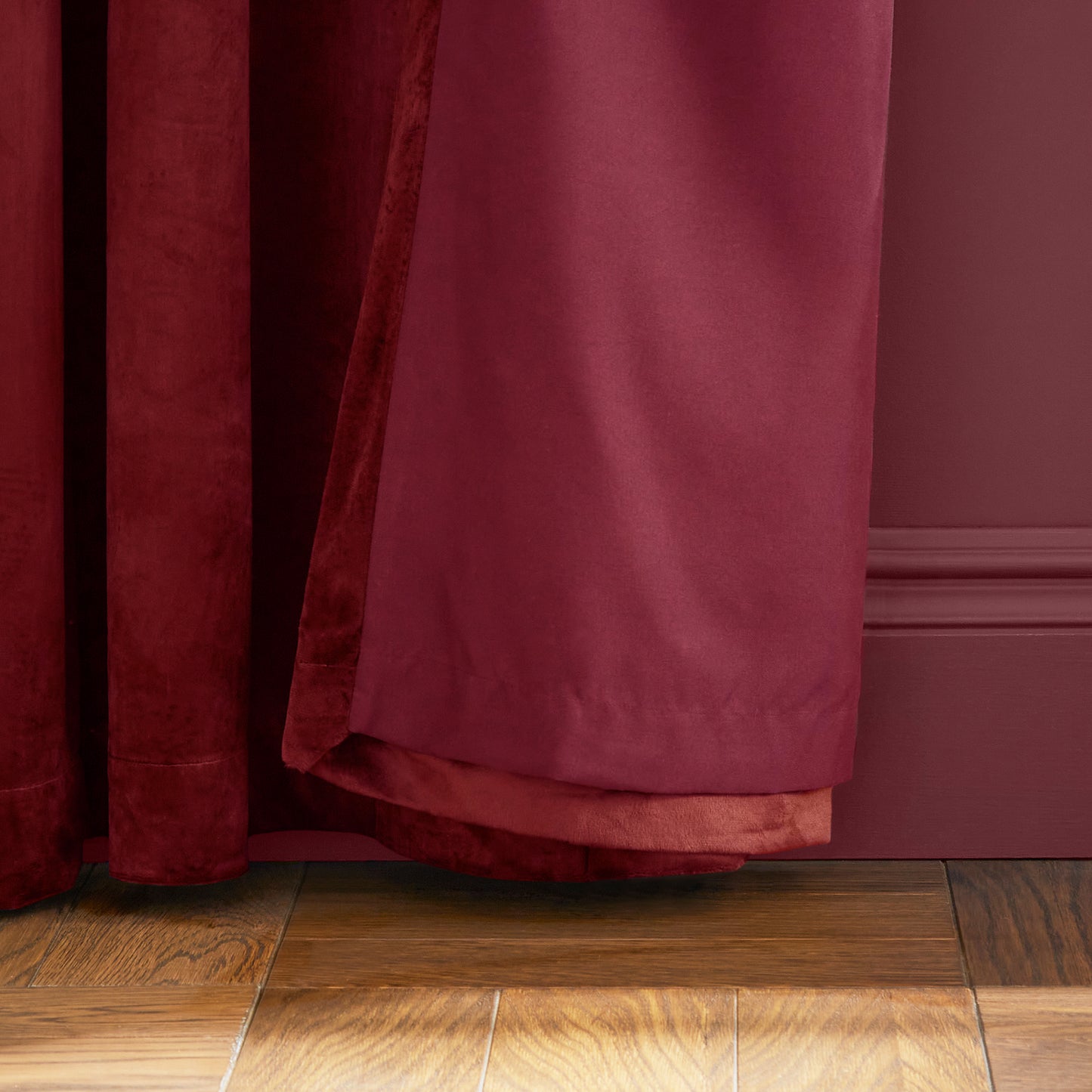 Catherine Lansfield Kingsley Matt Velvet Eyelet Curtains - Raspberry