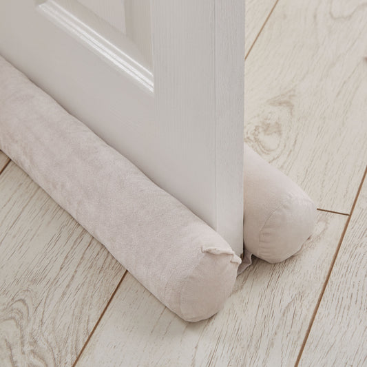 Catherine Lansfield Kingsley Matt Velvet Double-Sided Draught Excluder - Cream