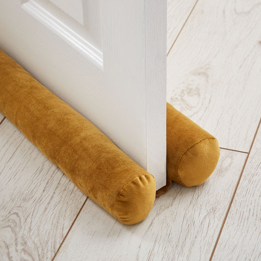 Catherine Lansfield Kingsley Matt Velvet Double-Sided Draught Excluder - Ochre