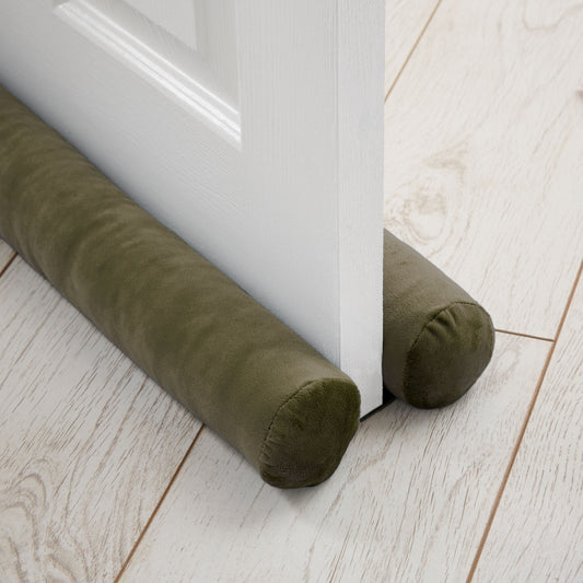 Catherine Lansfield Kingsley Matt Velvet Double-Sided Draught Excluder - Olive