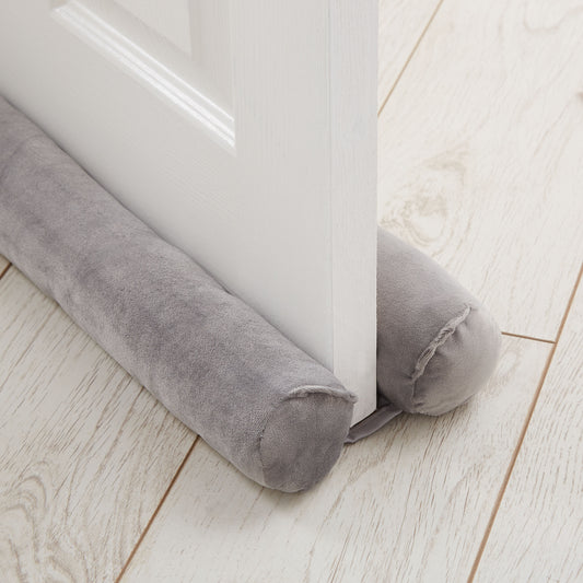 Catherine Lansfield Kingsley Matt Velvet Double-Sided Draught Excluder - Silver
