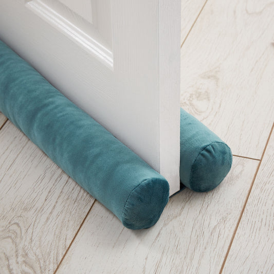 Catherine Lansfield Kingsley Matt Velvet Double-Sided Draught Excluder - Teal