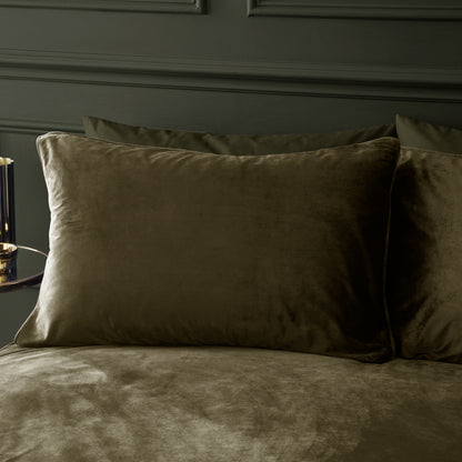 Catherine Lansfield Kingsley Matt Velvet Duvet Cover Set - Olive