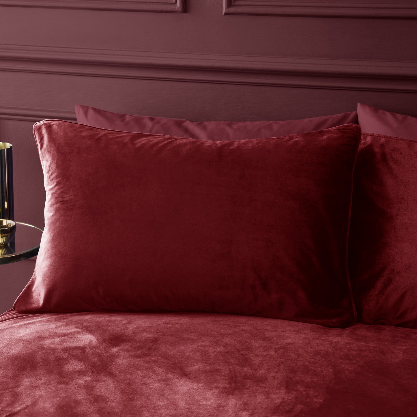 Catherine Lansfield Kingsley Matt Velvet Duvet Cover Set - Raspberry