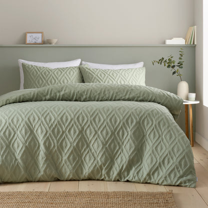 Catherine Lansfield Jacob Geo Duvet Cover Set - Sage