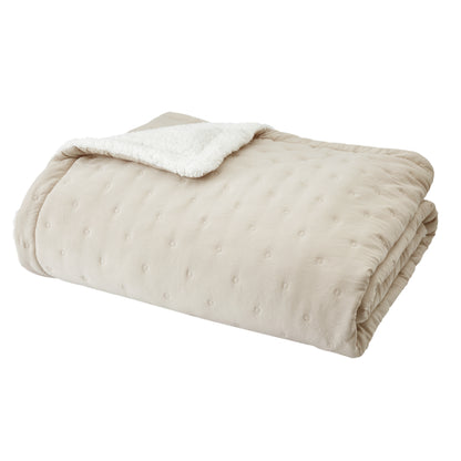 Catherine Lansfield Cosy Nori Sherpa Bedspread - Cream