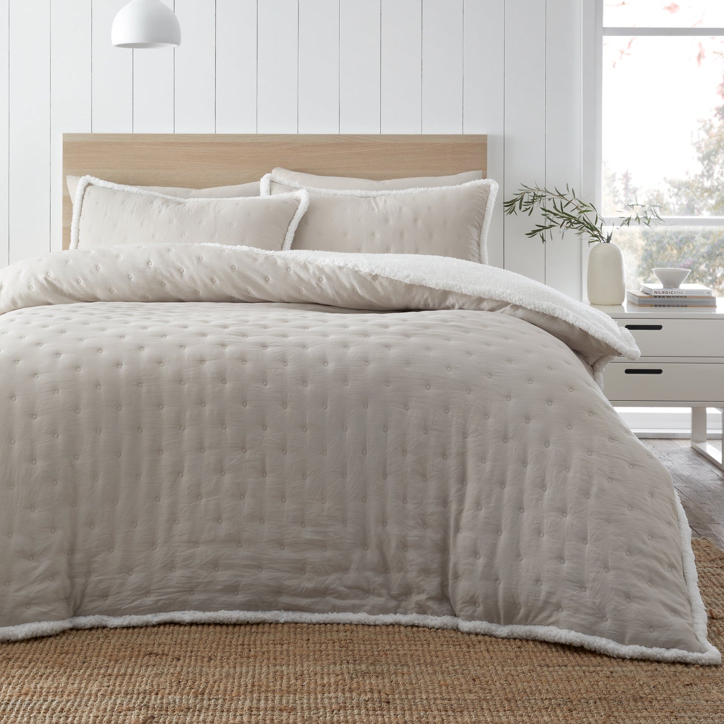 Catherine Lansfield Cosy Nori Sherpa Duvet Cover Set - Cream