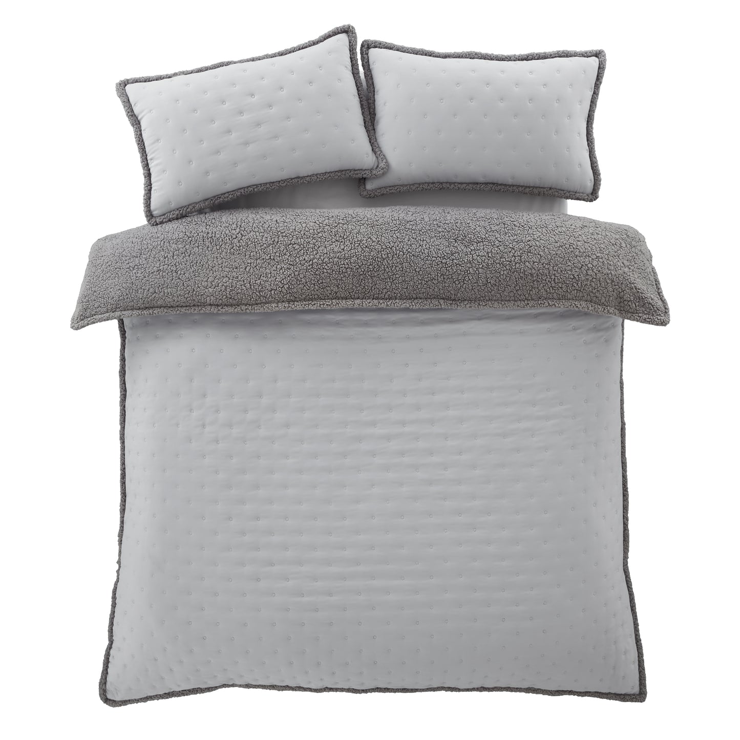 Catherine Lansfield Cosy Nori Sherpa Duvet Cover Set - Silver