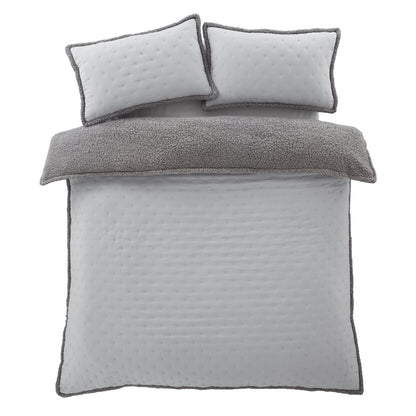 Catherine Lansfield Cosy Nori Sherpa Duvet Cover Set - Silver