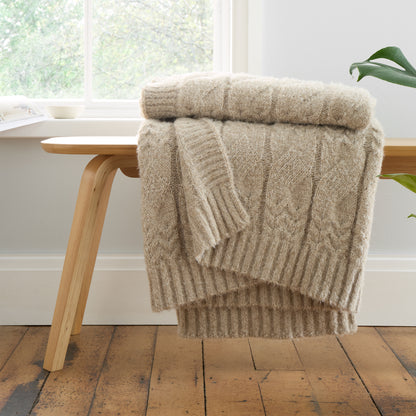 Bianca Cable Knit Throw - Natural