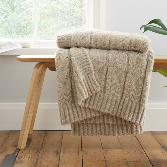 Bianca Cable Knit Throw - Natural