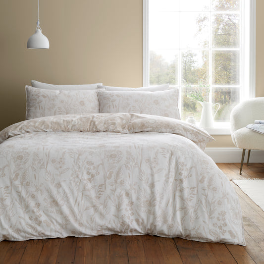 Bianca Brushed Floral Toile Duvet Cover Set - Natural