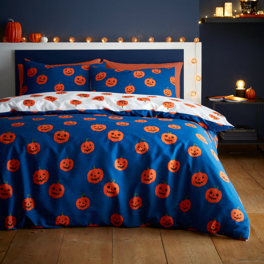 Catherine Lansfield Halloween Pumpkins Duvet Cover Set