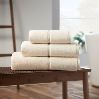 Bianca Zero Twist Satin Stitch Bath Towels - Cream
