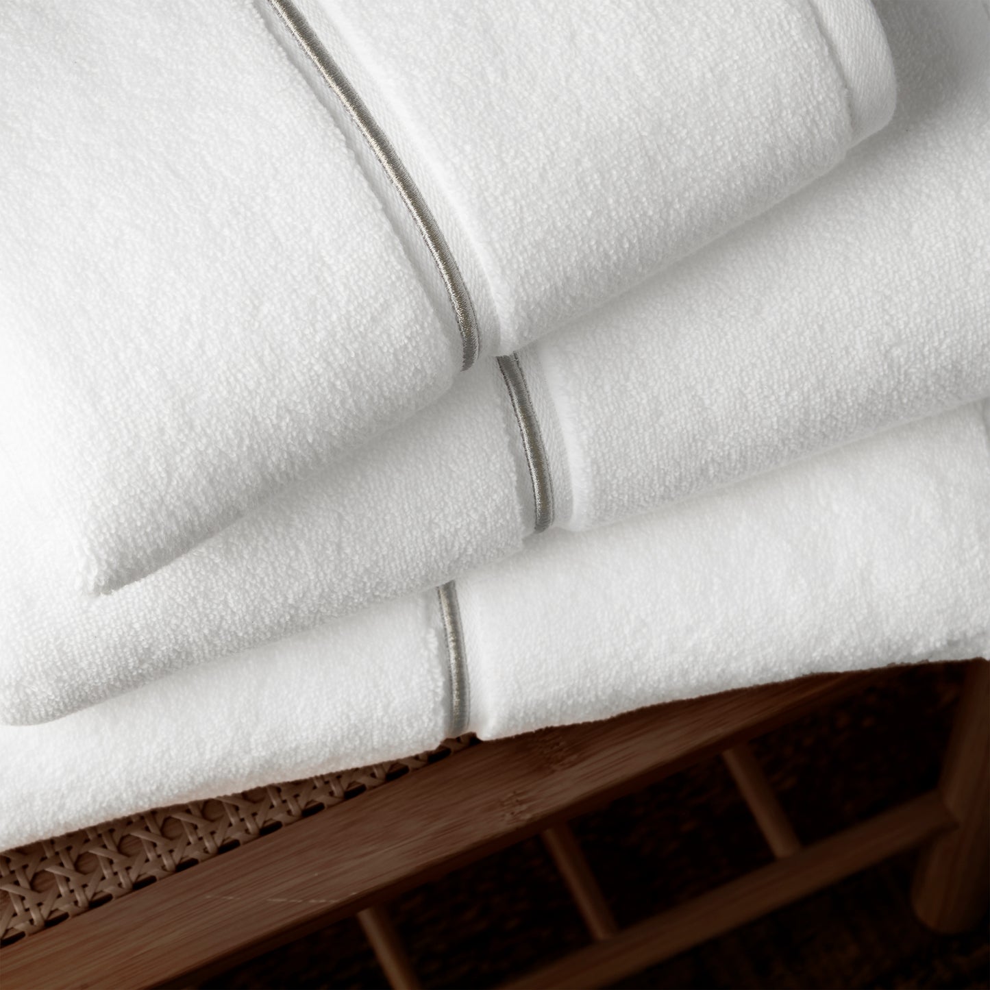 Bianca Zero Twist Satin Stitch Bath Towels - White