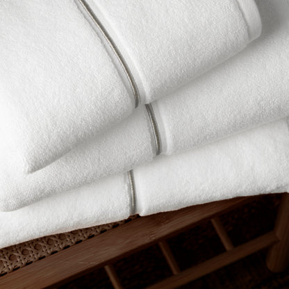 Bianca Zero Twist Satin Stitch Bath Towels - White