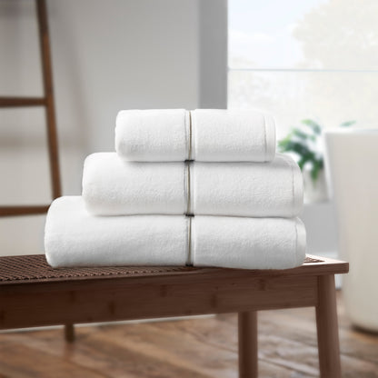 Bianca Zero Twist Satin Stitch Bath Towels - White
