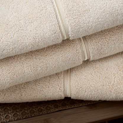 Bianca Zero Twist Satin Stitch Bath Towels - Natural