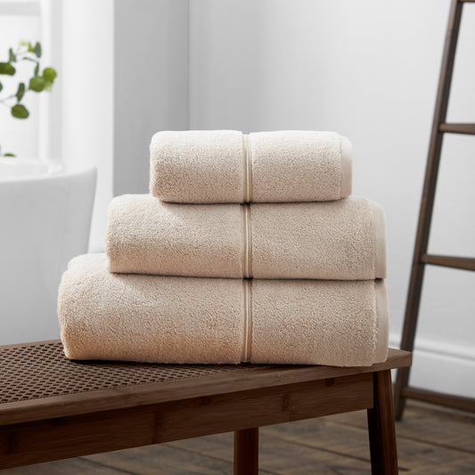 Bianca Zero Twist Satin Stitch Bath Towels - Natural