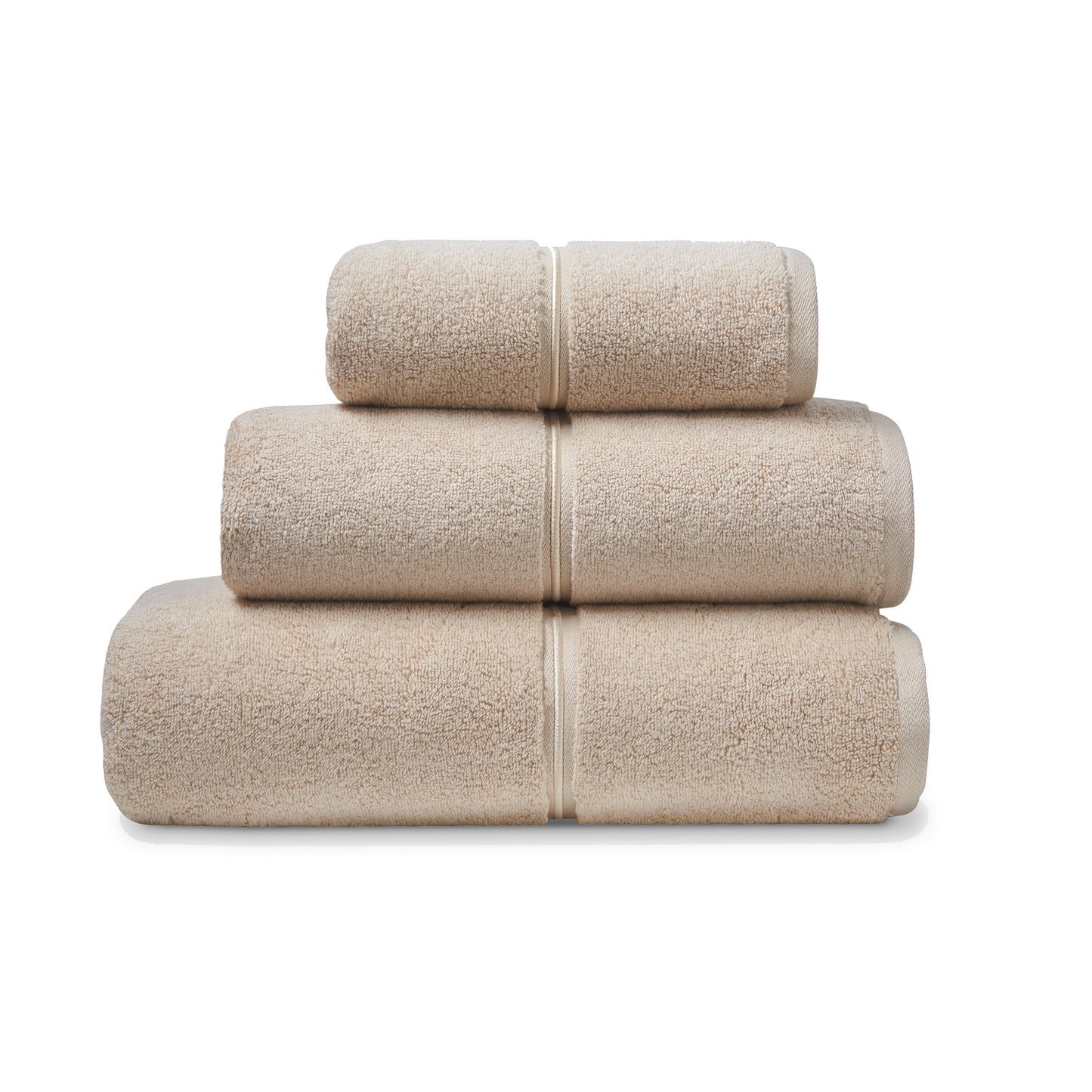 Bianca Zero Twist Satin Stitch Bath Towels - Natural
