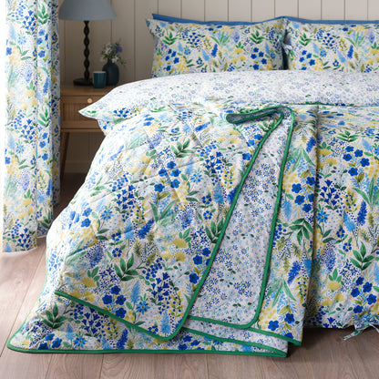 Catherine Lansfield Tilly Floral Bedspread - Blue