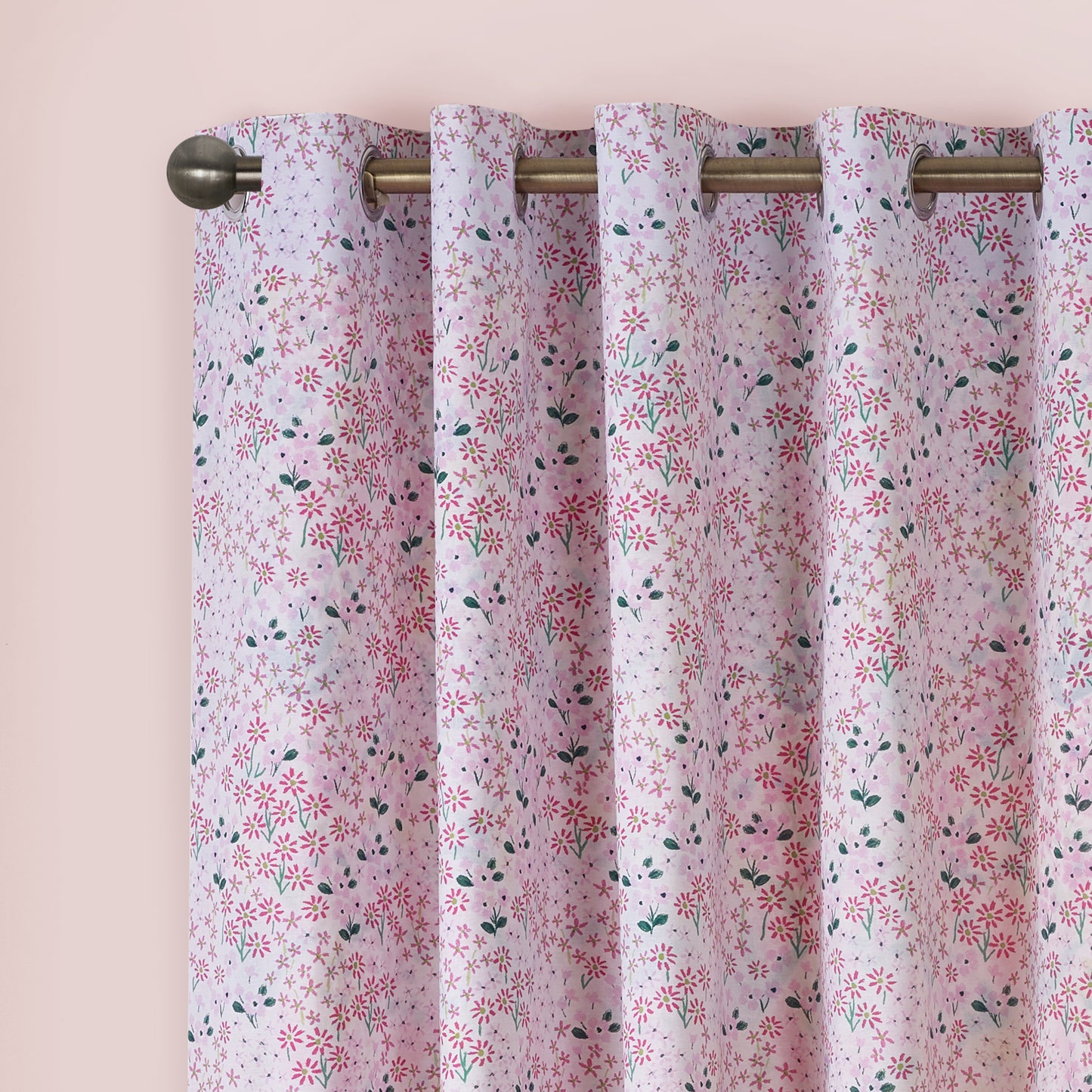 Catherine Lansfield Tilly Floral Eyelet Curtains - Pink