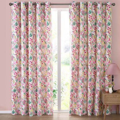 Catherine Lansfield Tilly Floral Eyelet Curtains - Pink