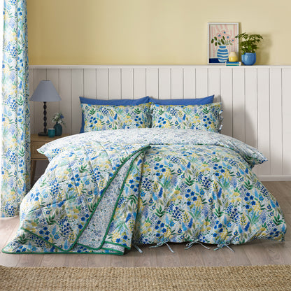 Catherine Lansfield Tilly Floral Eyelet Curtains - Blue