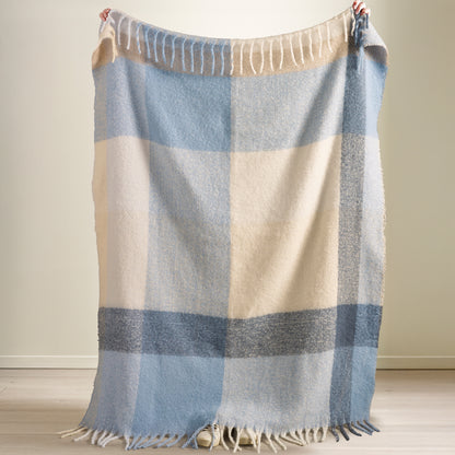 Catherine Lansfield Faux Mohair Check Throw - Blue