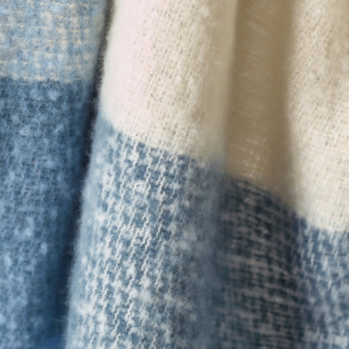 Catherine Lansfield Faux Mohair Check Throw - Blue