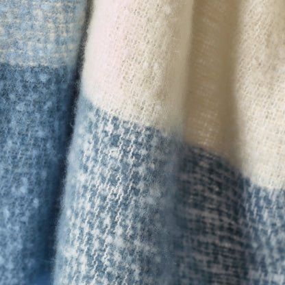 Catherine Lansfield Faux Mohair Check Throw - Blue