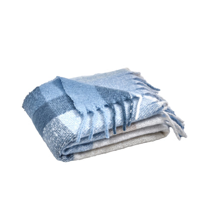 Catherine Lansfield Faux Mohair Check Throw - Blue