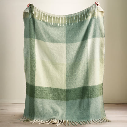 Catherine Lansfield Faux Mohair Check Throw - Green