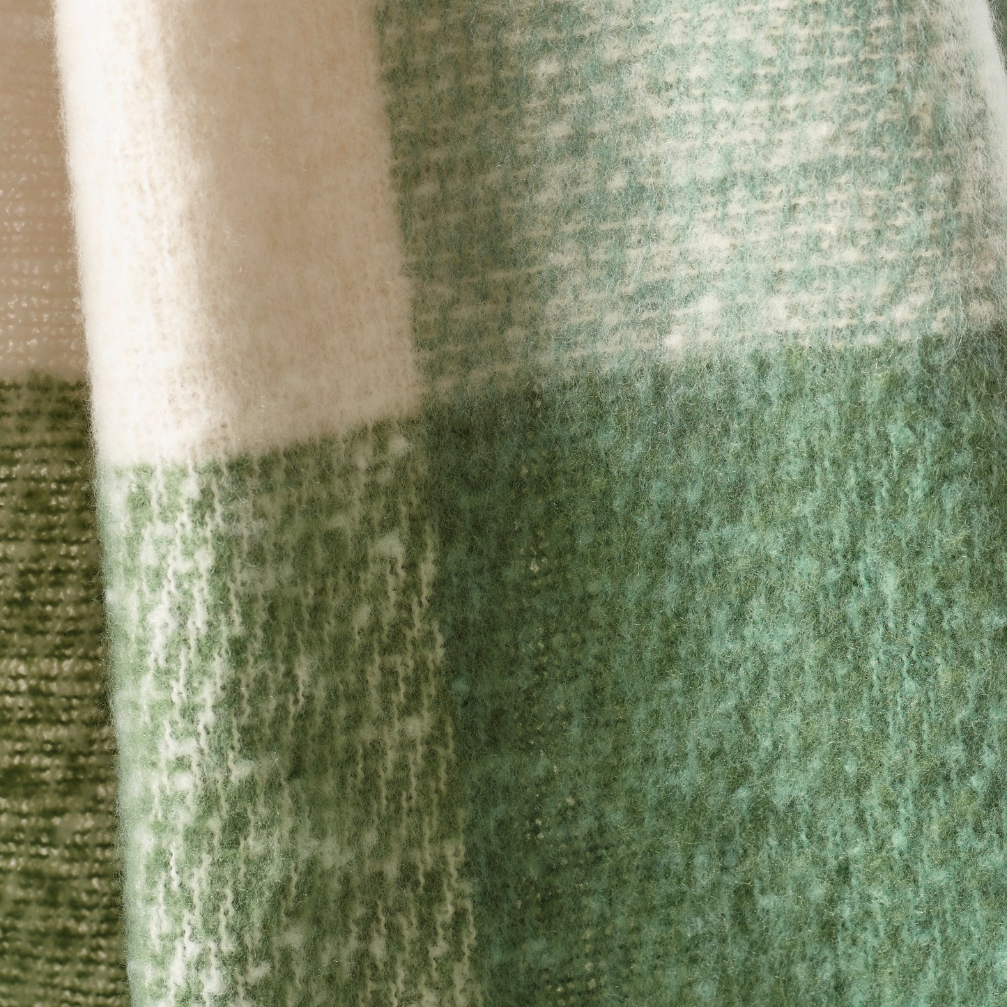 Catherine Lansfield Faux Mohair Check Throw - Green
