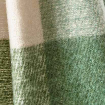 Catherine Lansfield Faux Mohair Check Throw - Green