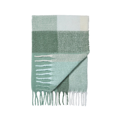 Catherine Lansfield Faux Mohair Check Throw - Green