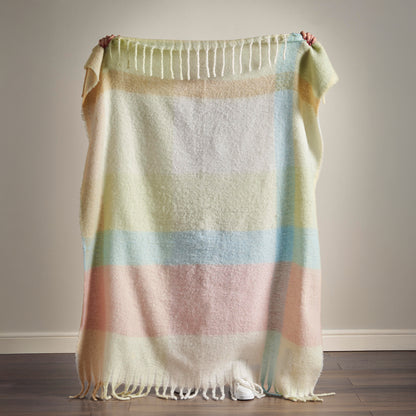 Catherine Lansfield Faux Mohair Check Throw - Pastel