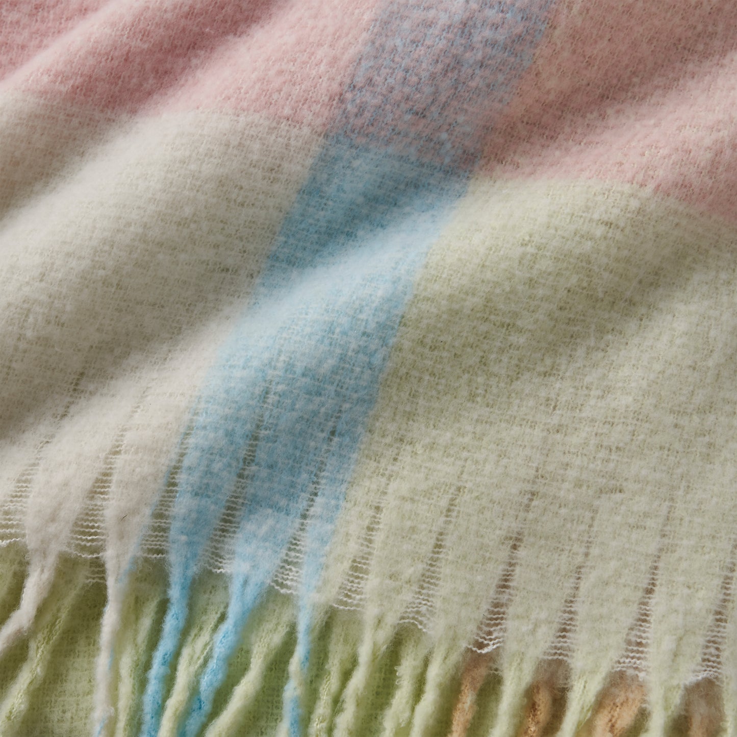 Catherine Lansfield Faux Mohair Check Throw - Pastel