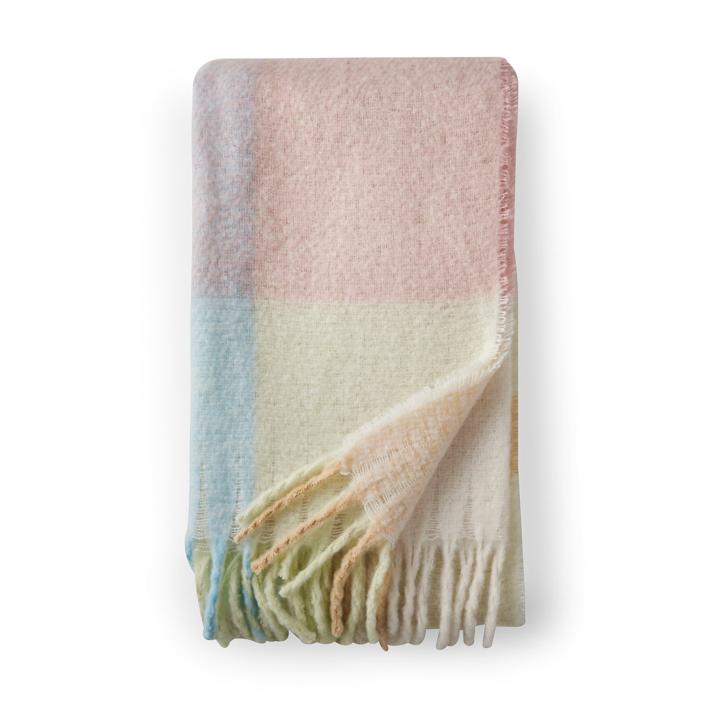 Catherine Lansfield Faux Mohair Check Throw - Pastel