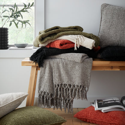 Catherine Lansfield Wilson Plain Chenille Throw - Grey