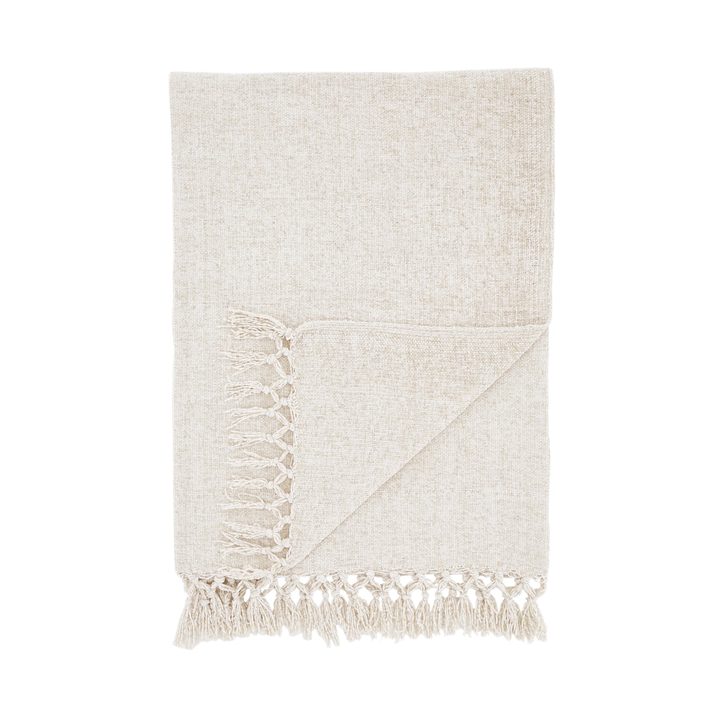 Catherine Lansfield Wilson Plain Chenille Throw - Natural