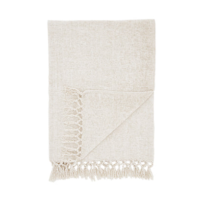Catherine Lansfield Wilson Plain Chenille Throw - Natural
