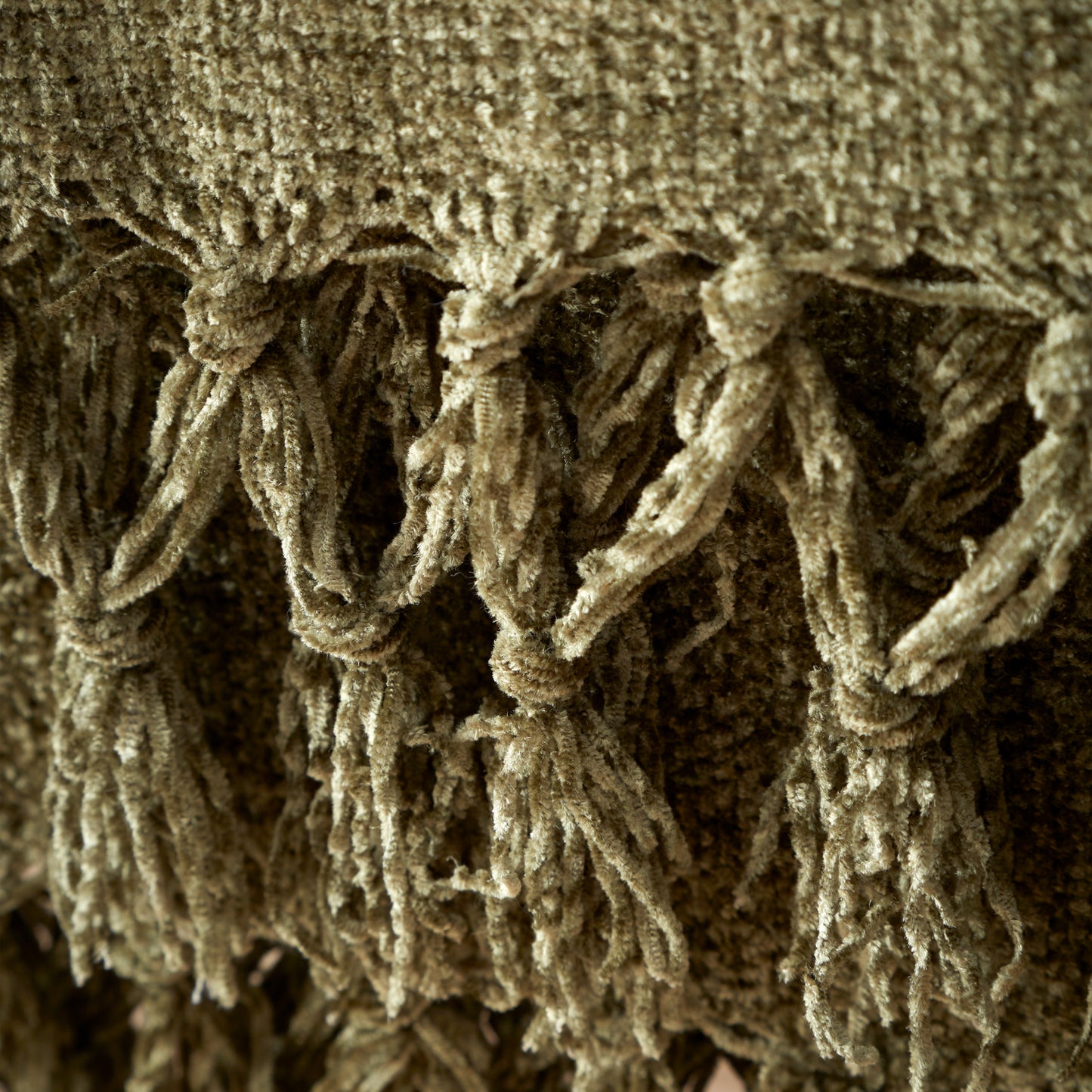 Catherine Lansfield Wilson Plain Chenille Throw - Olive