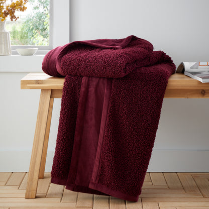 Catherine Lansfield So Soft Velvet Boucle Throw - Damson