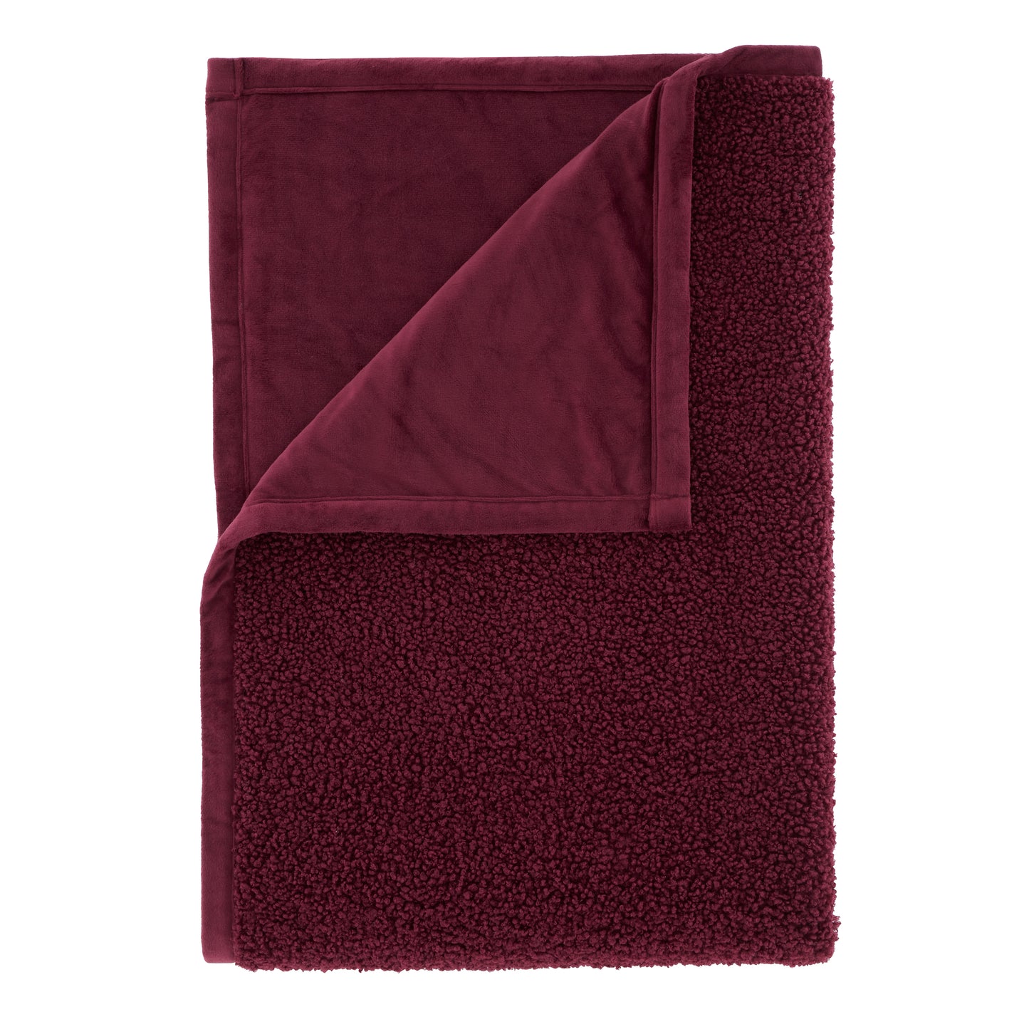 Catherine Lansfield So Soft Velvet Boucle Throw - Damson